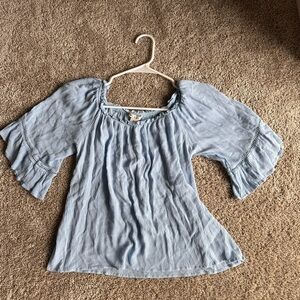 Miami Light Blue Ruffled Blouse